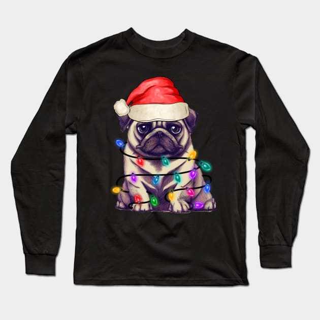 Christmas Lights Dog Merry Dogmas Long Sleeve T-Shirt by VisionDesigner